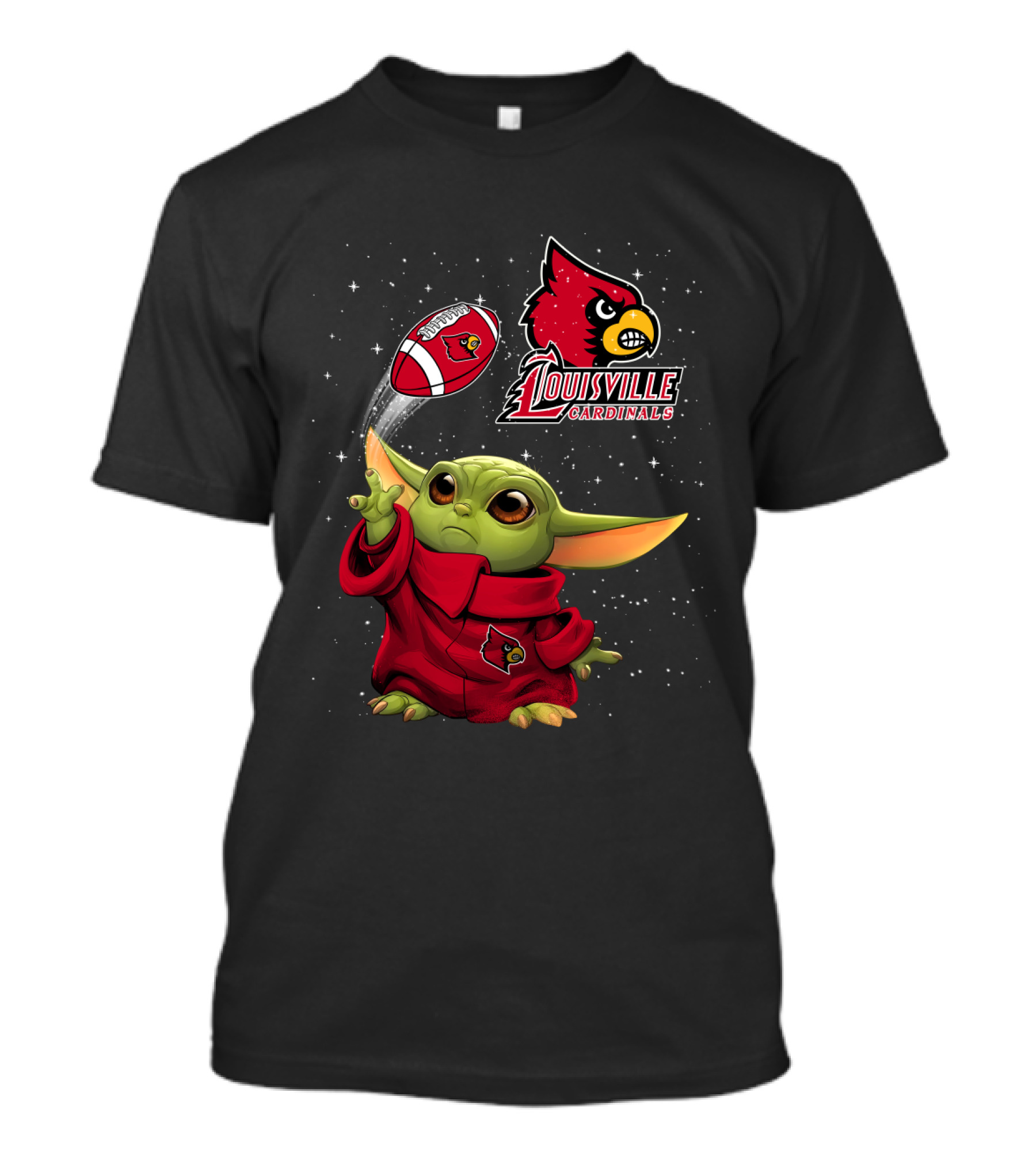 Louisville Cardinals Baby Yoda Football Fan Gear T-Shirt