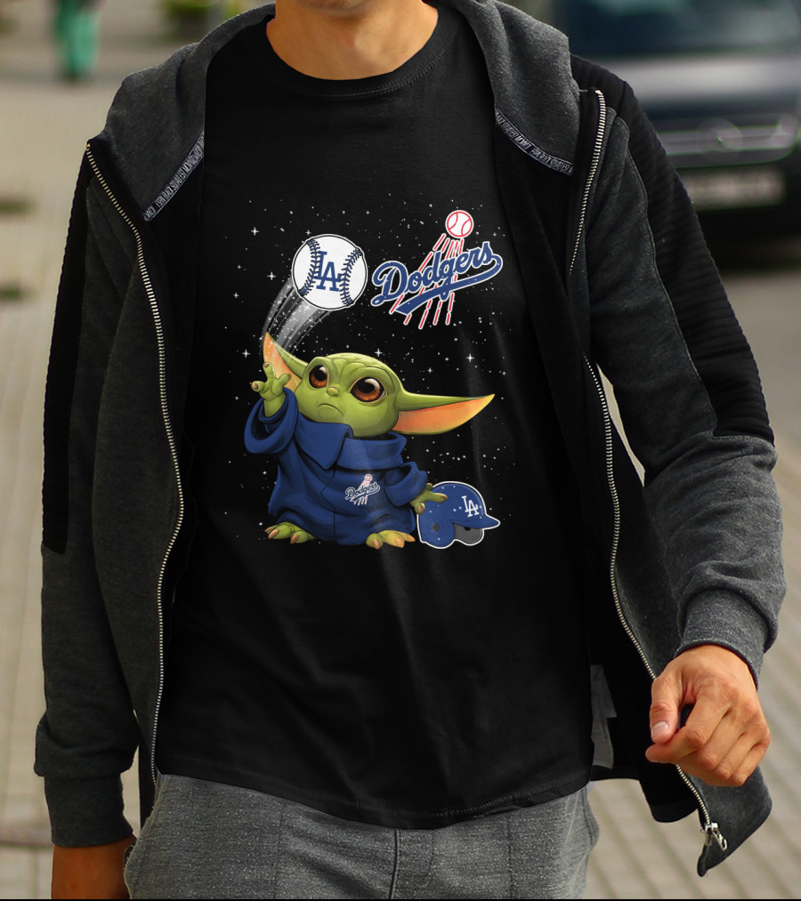 Baby Yoda Los Angeles Dodgers Baseball Force Use T-Shirt