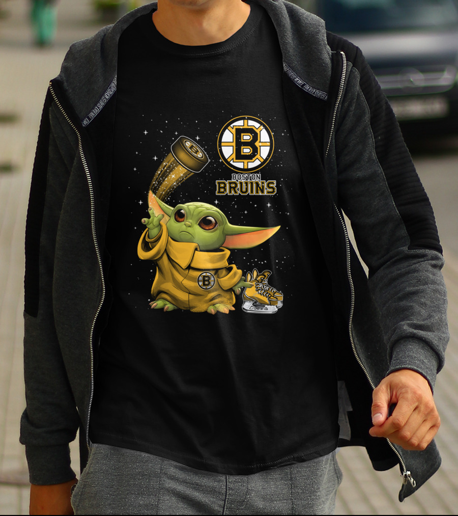Boston Bruins Baby Yoda Star Wars NHL Crossover T-Shirt