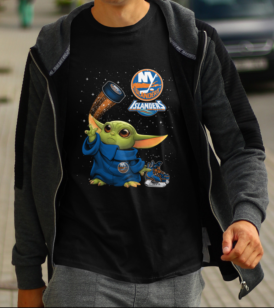NY Islanders Baby Yoda Hockey Puck Magic T-Shirt