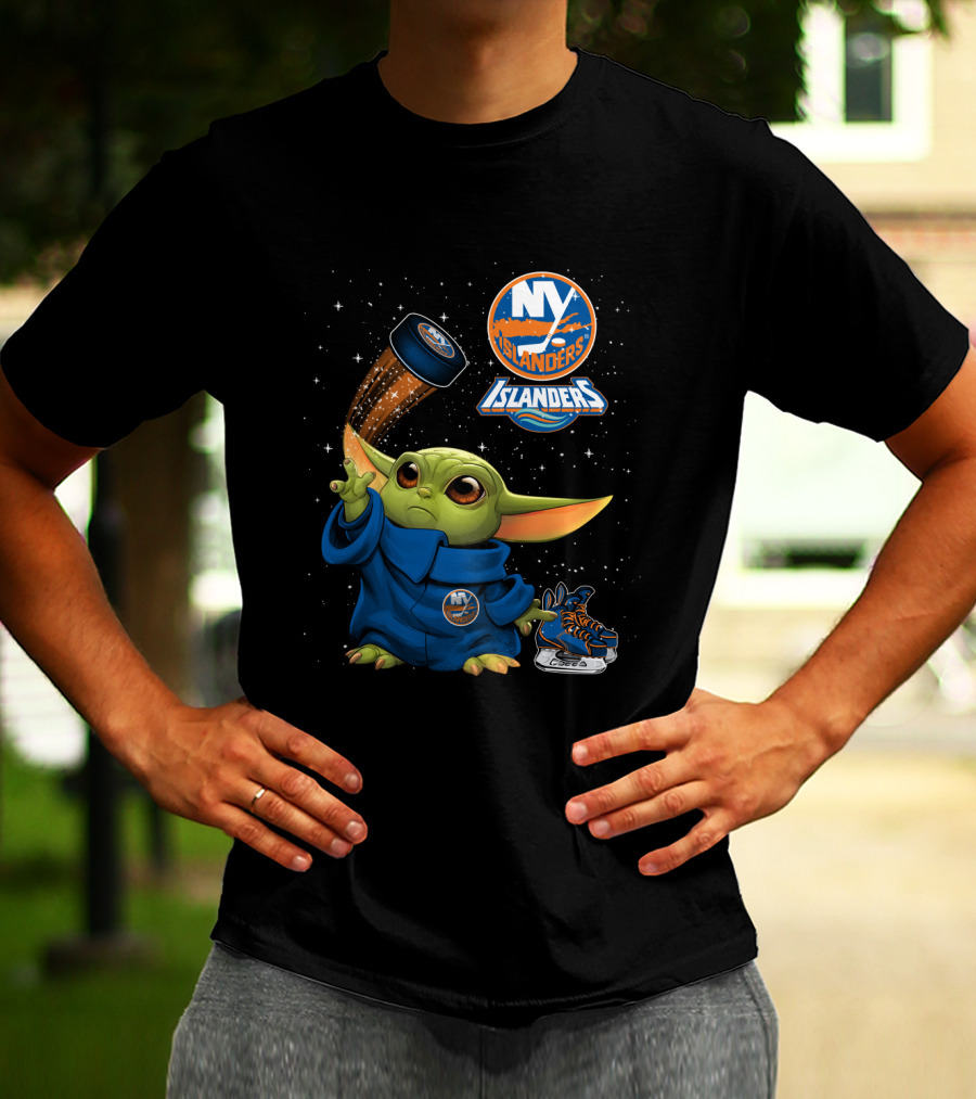 NY Islanders Baby Yoda Hockey Puck Magic T-Shirt