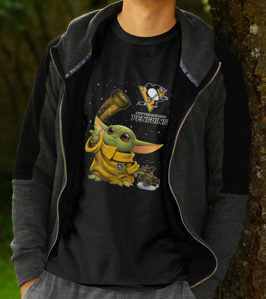 Pittsburgh Penguins Baby Yoda Hockey Star Wars Crossover T-Shirt