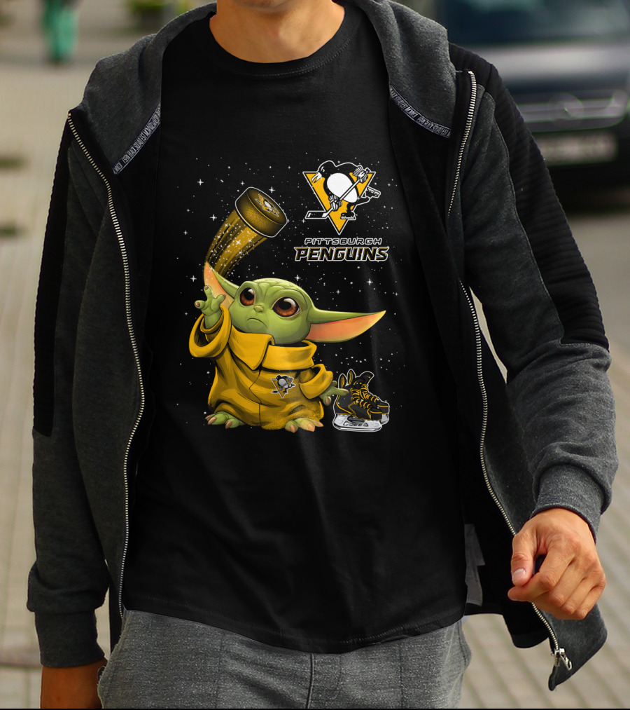 Pittsburgh Penguins Baby Yoda Hockey Star Wars Crossover T-Shirt