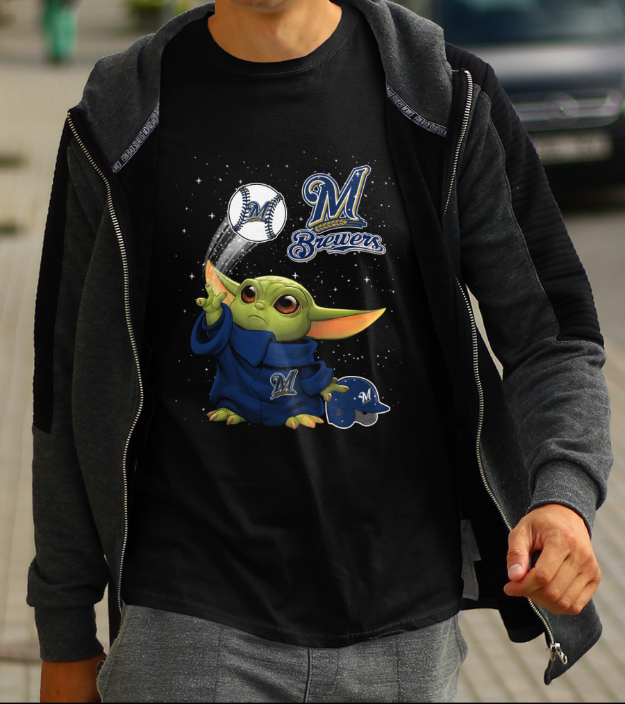 Milwaukee Brewers Baseball Star Creature With Helmet And Ball T-Shirt
