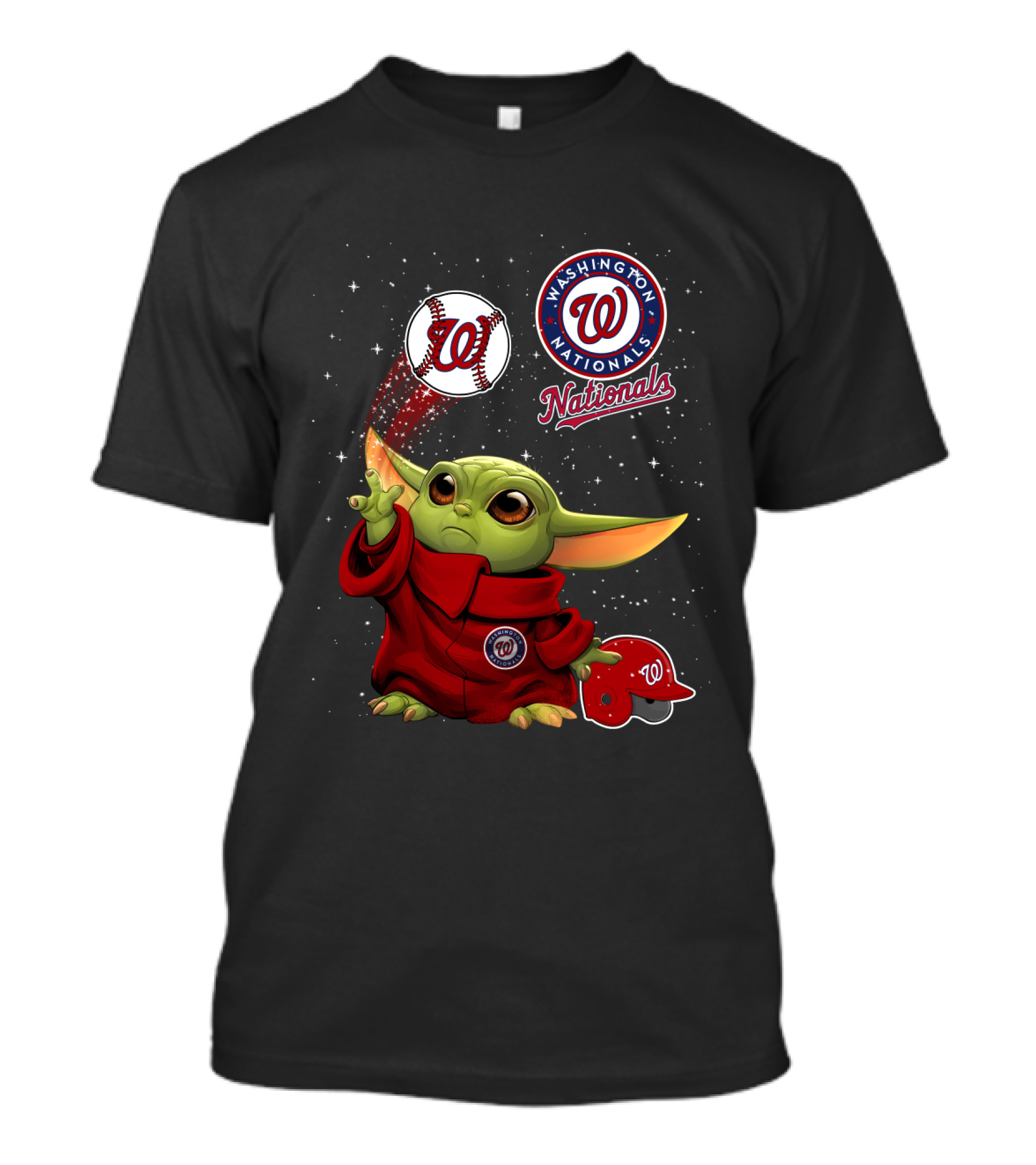 Washington Nationals Baby Yoda Star Wars Baseball Team Fan Crossover T-Shirt