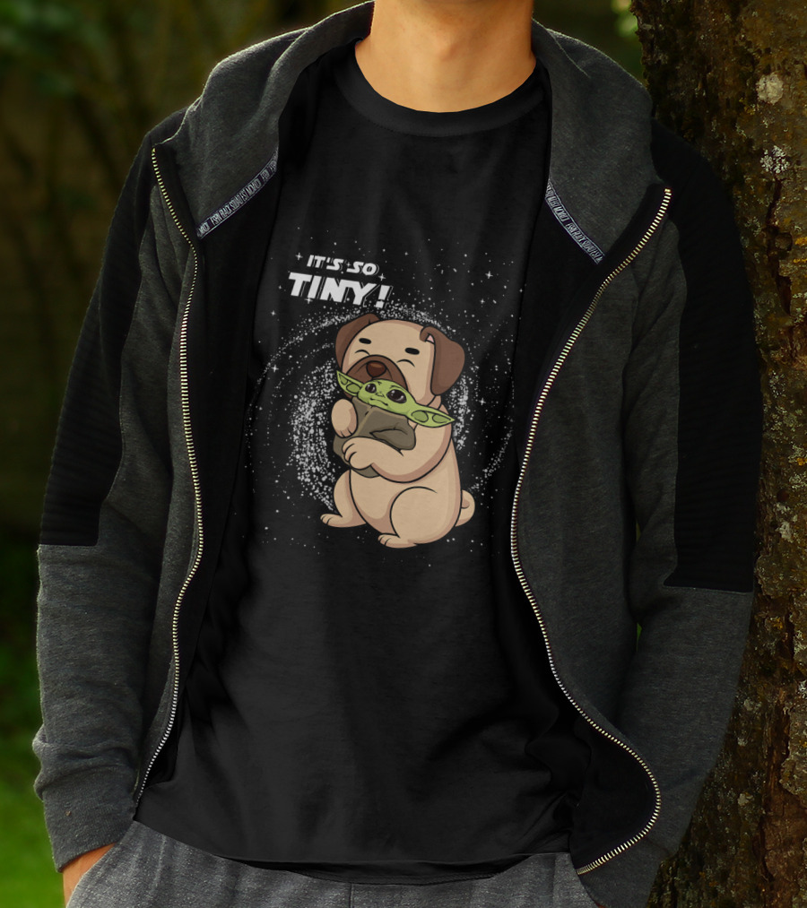 IT'S SO TINY Pug Baby Yoda Hugging T-Shirt