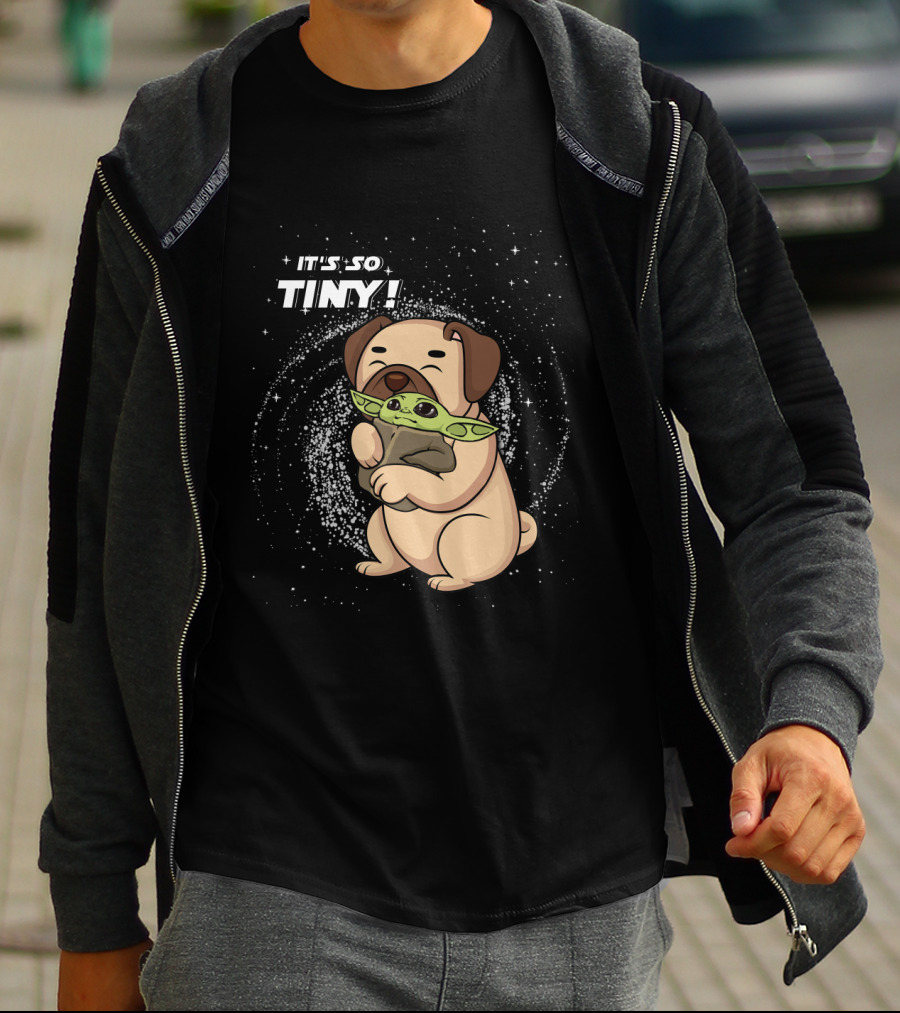 IT'S SO TINY Pug Baby Yoda Hugging T-Shirt