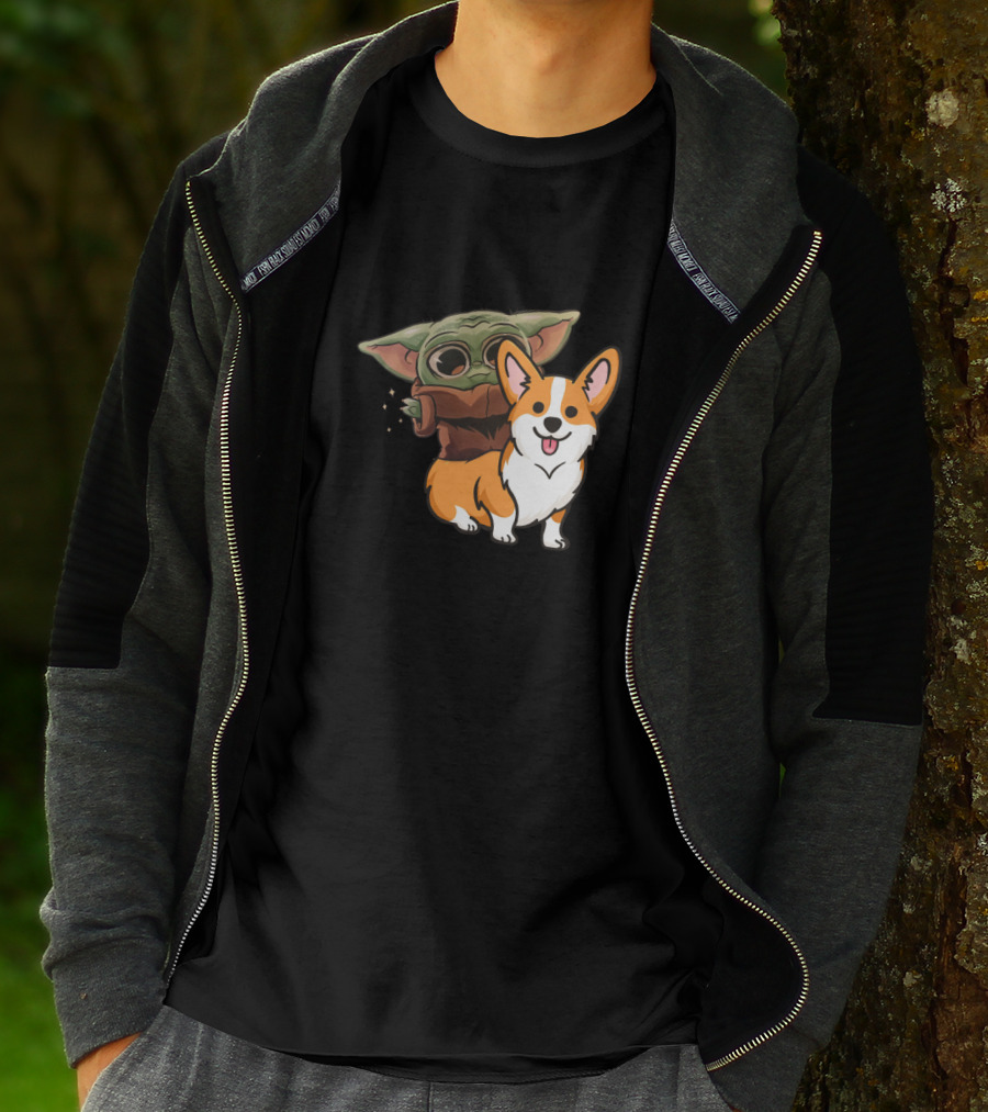 Corgi And Baby Alien Character T-Shirt