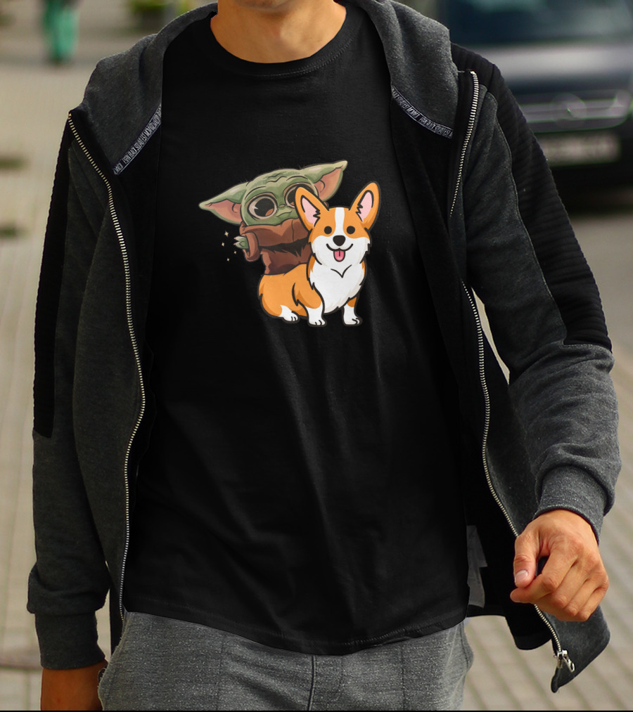 Corgi And Baby Alien Character T-Shirt