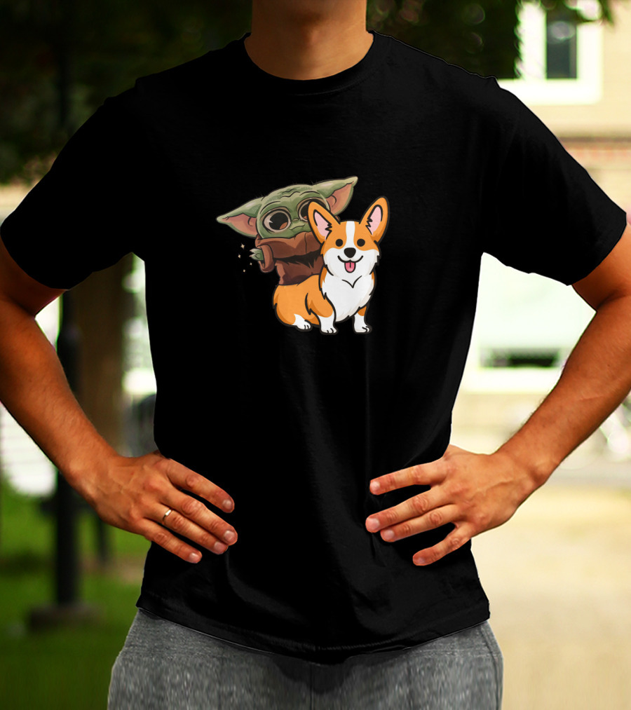 Corgi And Baby Alien Character T-Shirt