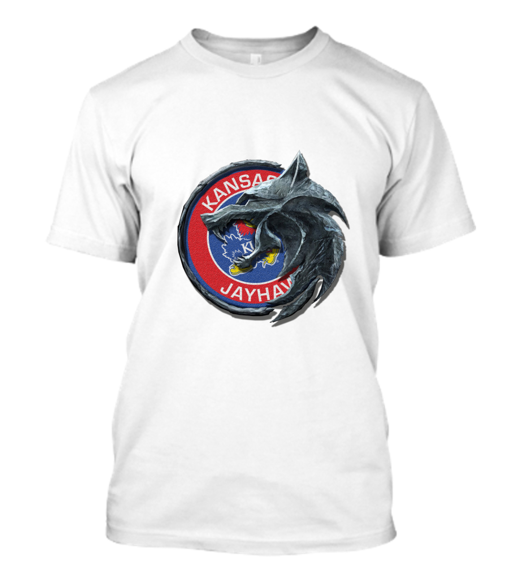 Kansas Jayhawks Emblem With Wolf Head Overlay Cht1Twnc2009 T-Shirt