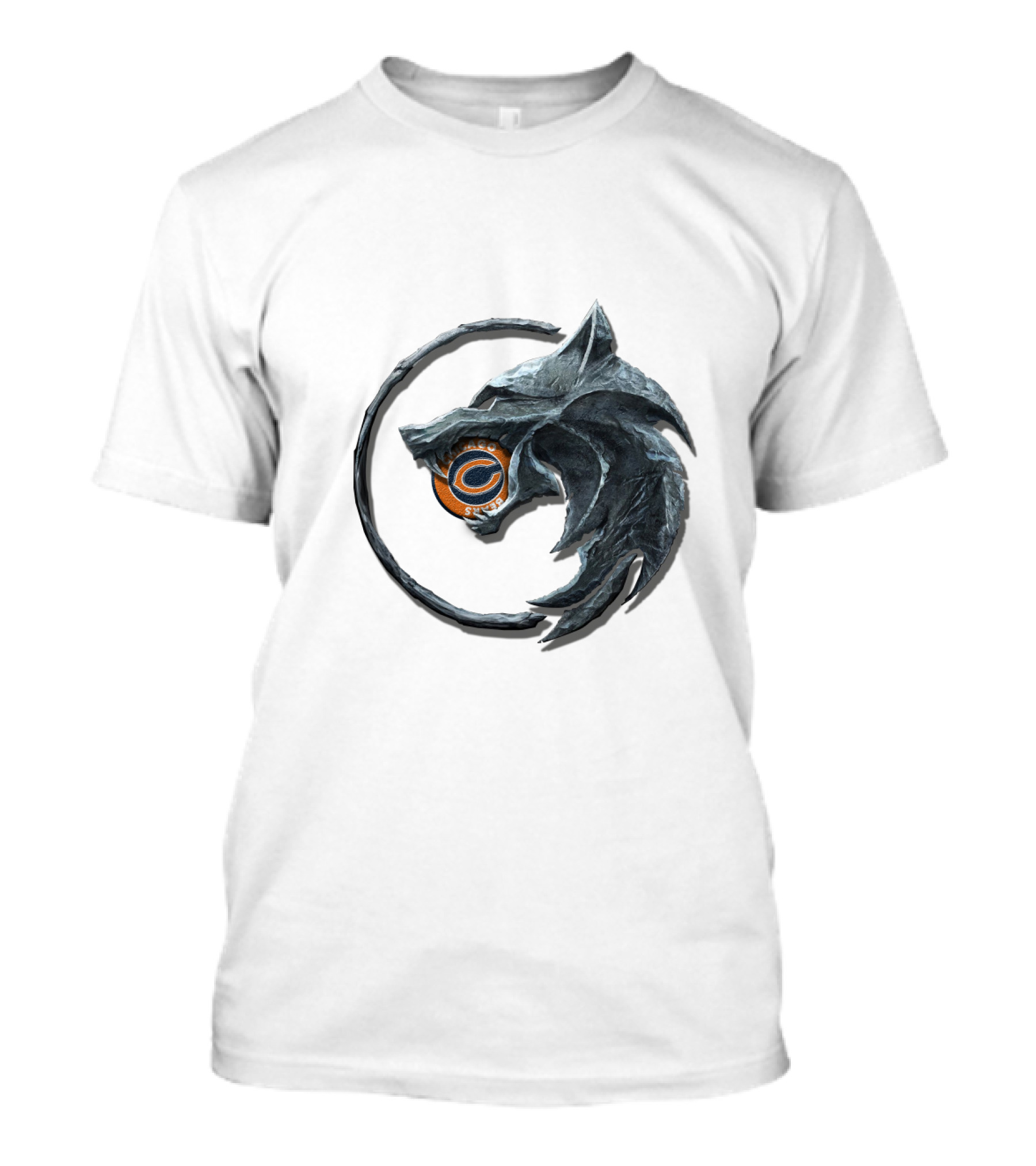 Cht1Twnfl1006 Chicago Bears Wolf Circle T-Shirt