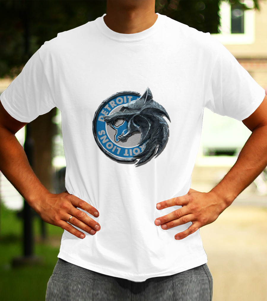 Detroit Lions Nfl Football Team Logo With Stylized Wolf Head T-Shirt