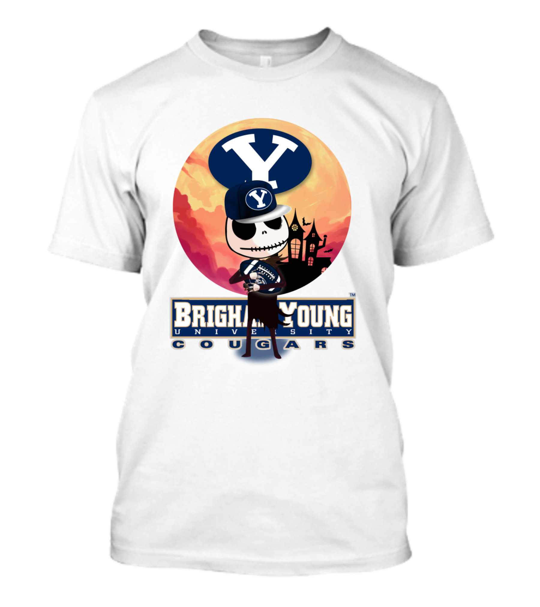 Brigham Young University Cougars Skeleton Halloween Football T-Shirt