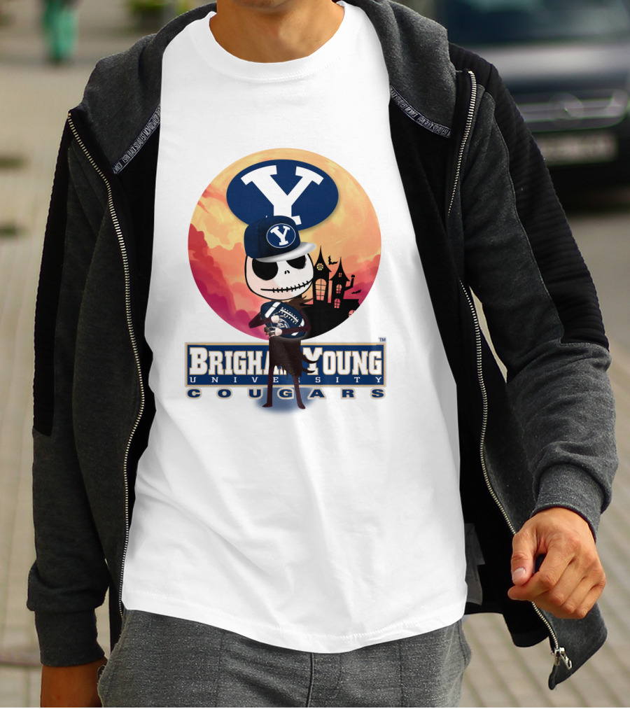 Brigham Young University Cougars Skeleton Halloween Football T-Shirt