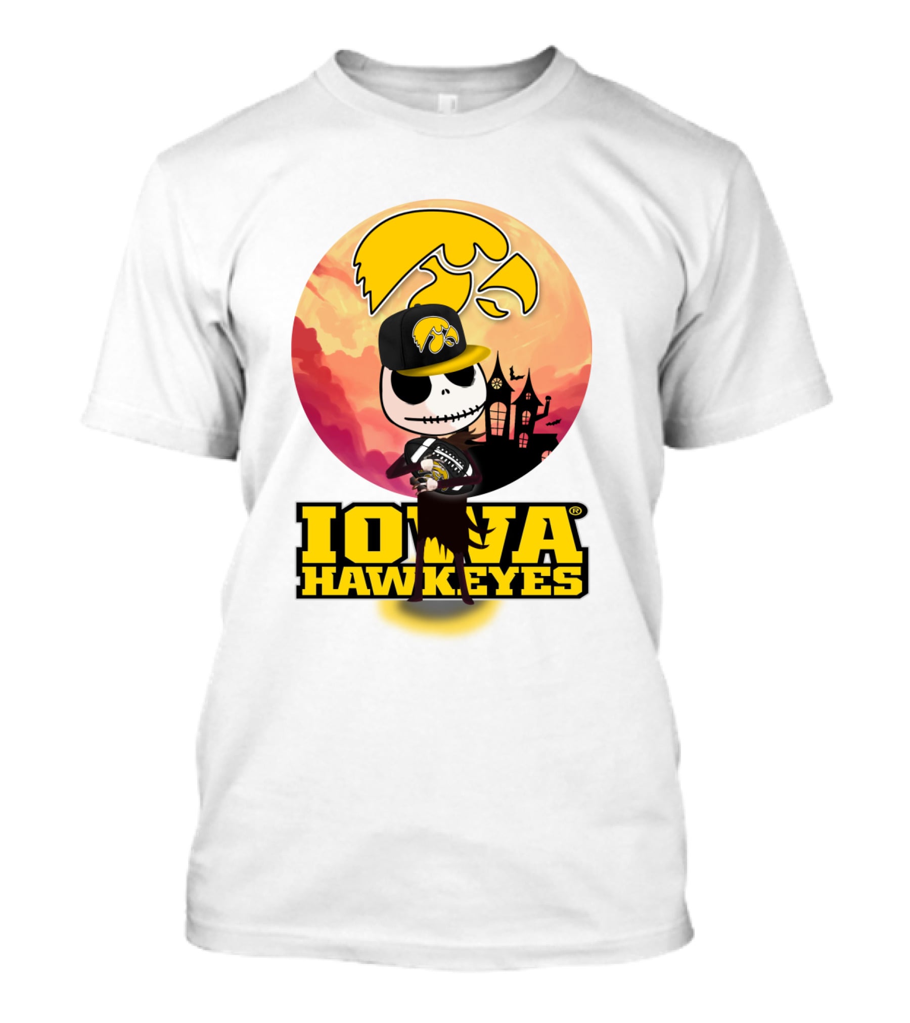 Iowa Hawkeyes Halloween Skull T-Shirt