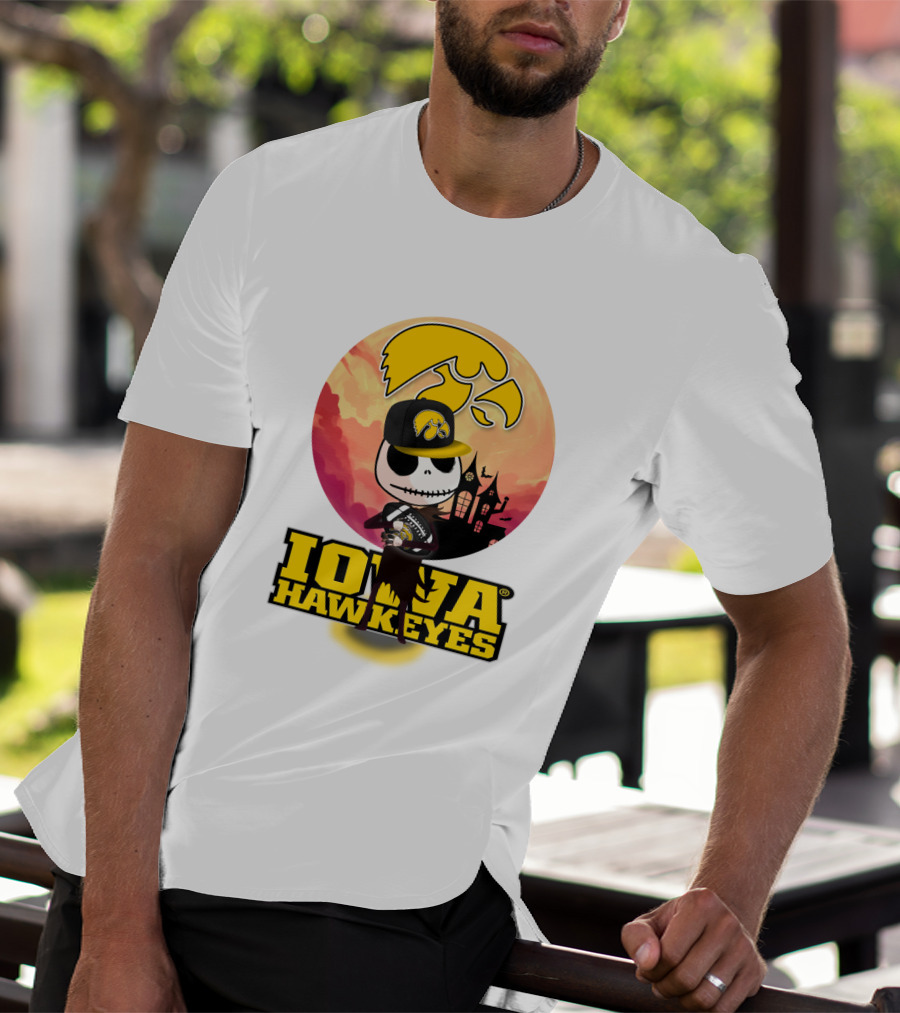 Iowa Hawkeyes Halloween Skull T-Shirt