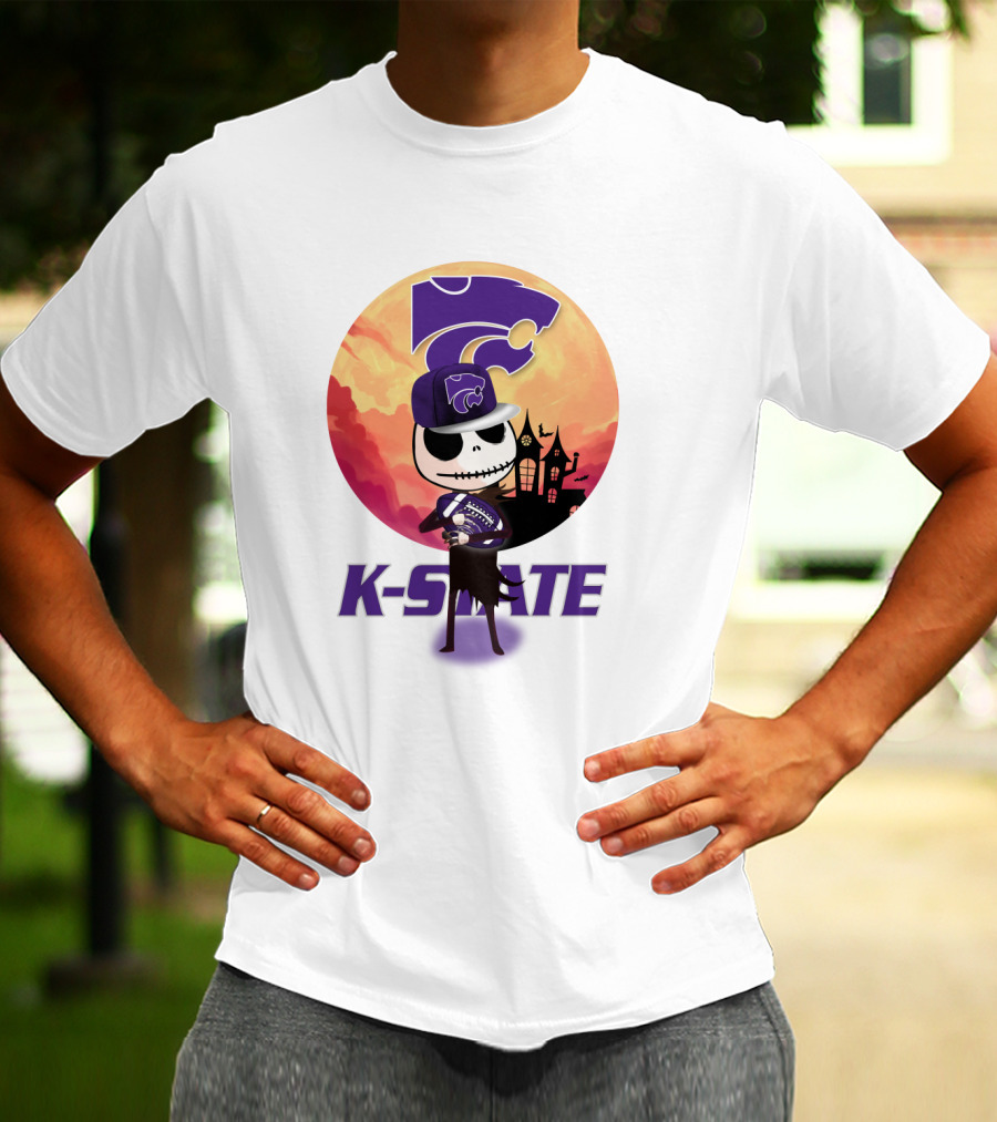 K-State Wildcats Jack-O-Lantern Halloween Sunset Scene T-Shirt
