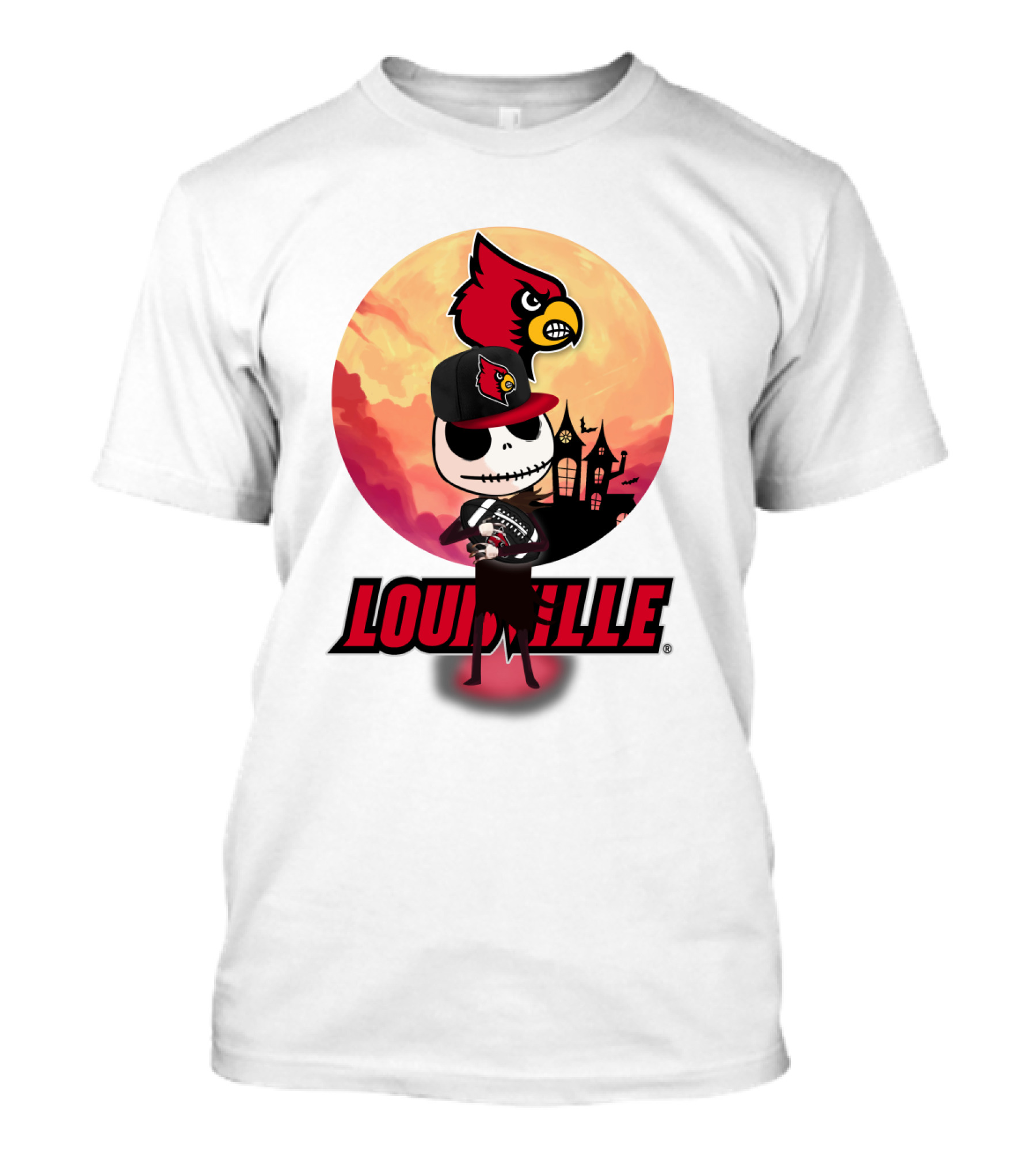 Louisville Cardinals Jack-O-Lantern Halloween Crossover Nightmare Before Christmas T-Shirt