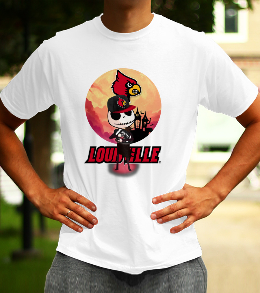 Louisville Cardinals Jack-O-Lantern Halloween Crossover Nightmare Before Christmas T-Shirt