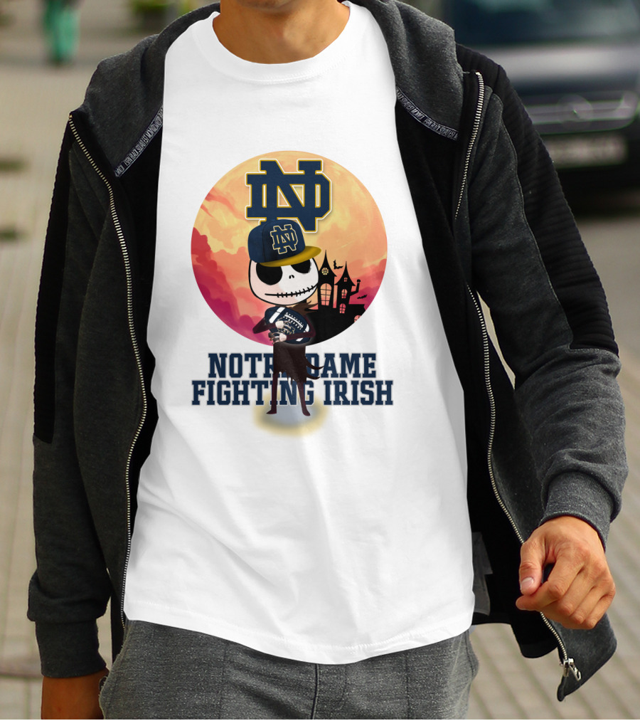 Notre Dame Fighting Irish Skull Fan With Stadium And Nd Cap T-Shirt