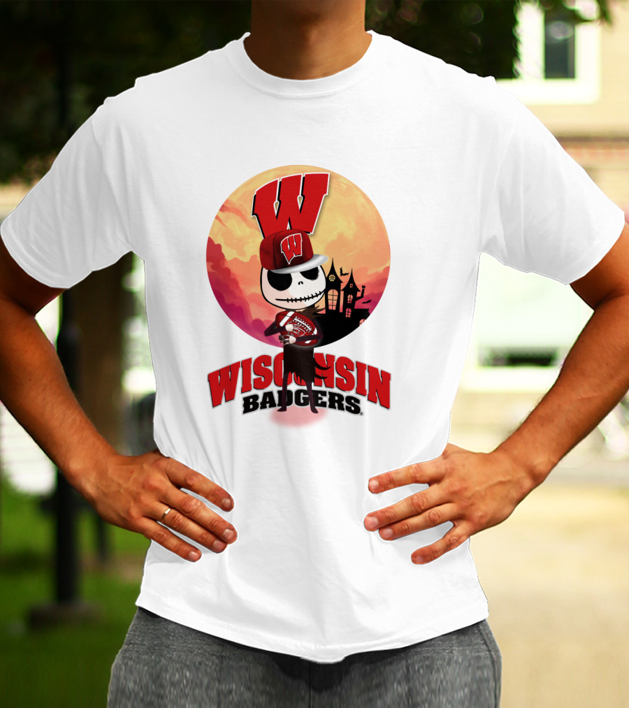 Wisconsin Badgers Halloween Skeleton T-Shirt