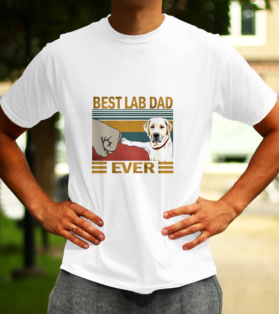 Best Lab Dad Ever Fist Bump With Yellow Labrador Retriever T-Shirt