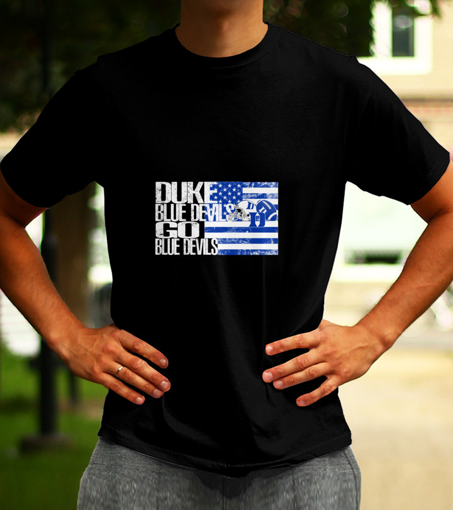 Duke Blue Devils Go Blue Devils Usa Flag Football Helmet T-Shirt