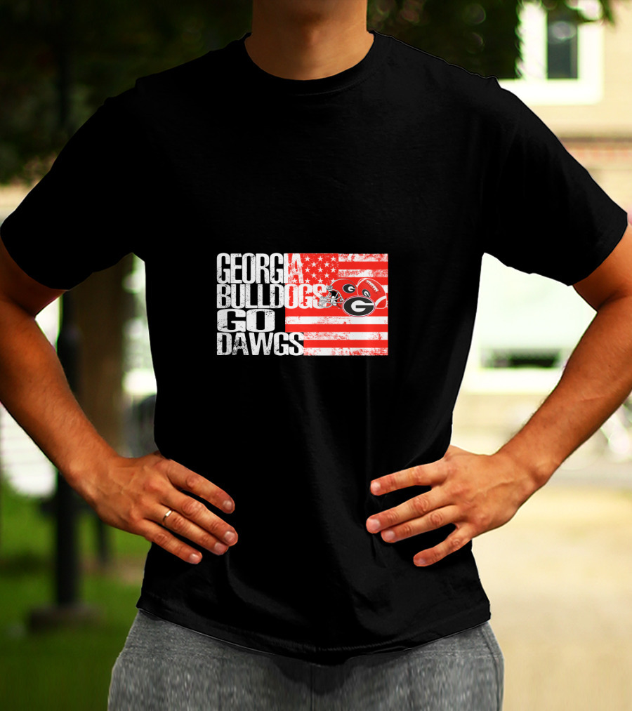 Georgia Bulldogs Go Dawgs American Flag T-Shirt