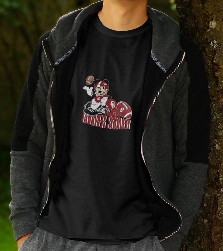 Boomer Sooner Ou Football Character Throwing Football T-Shirt