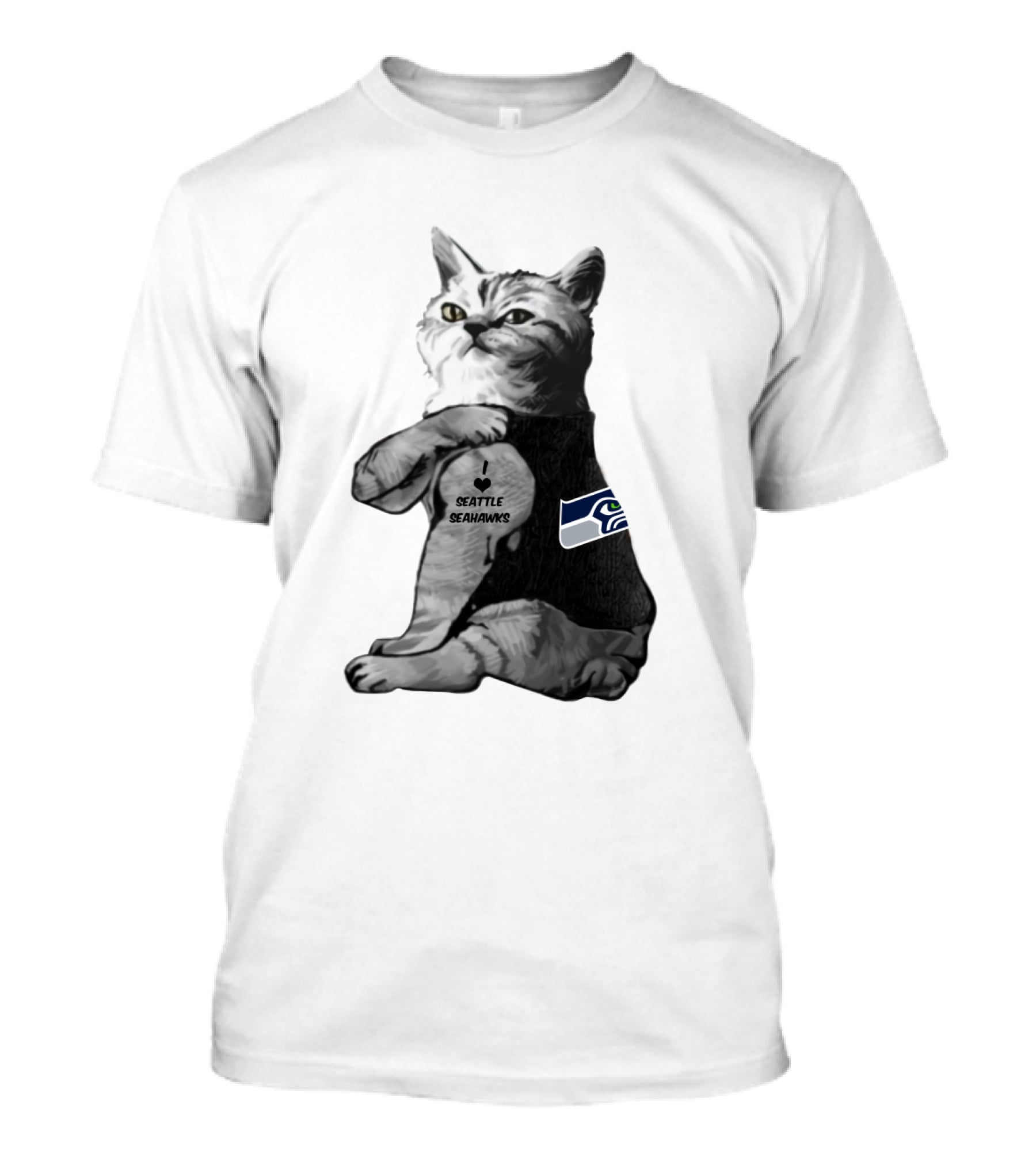 Seattle Seahawks Cat Tattoo Poses T-Shirt