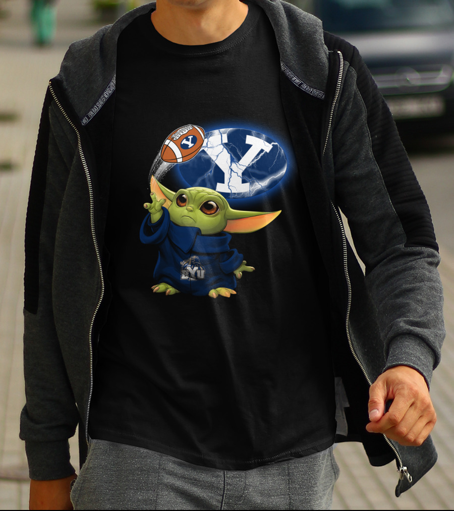 Byu Y Football Baby Yoda Using Force T-Shirt