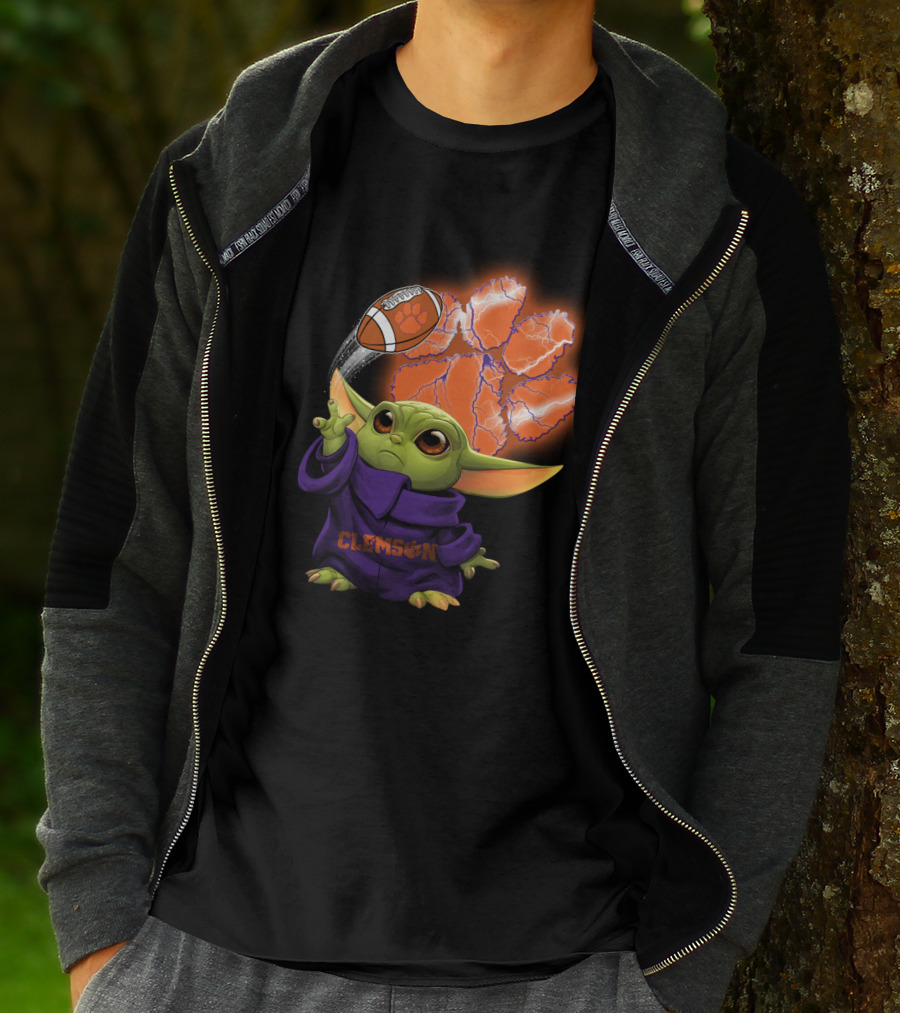 Clemson Football Paw And Baby Alien Character T-Shirt