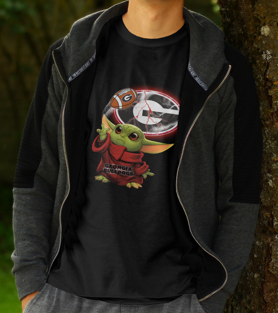 Georgia Bulldogs Football Baby Yoda Magic Force T-Shirt