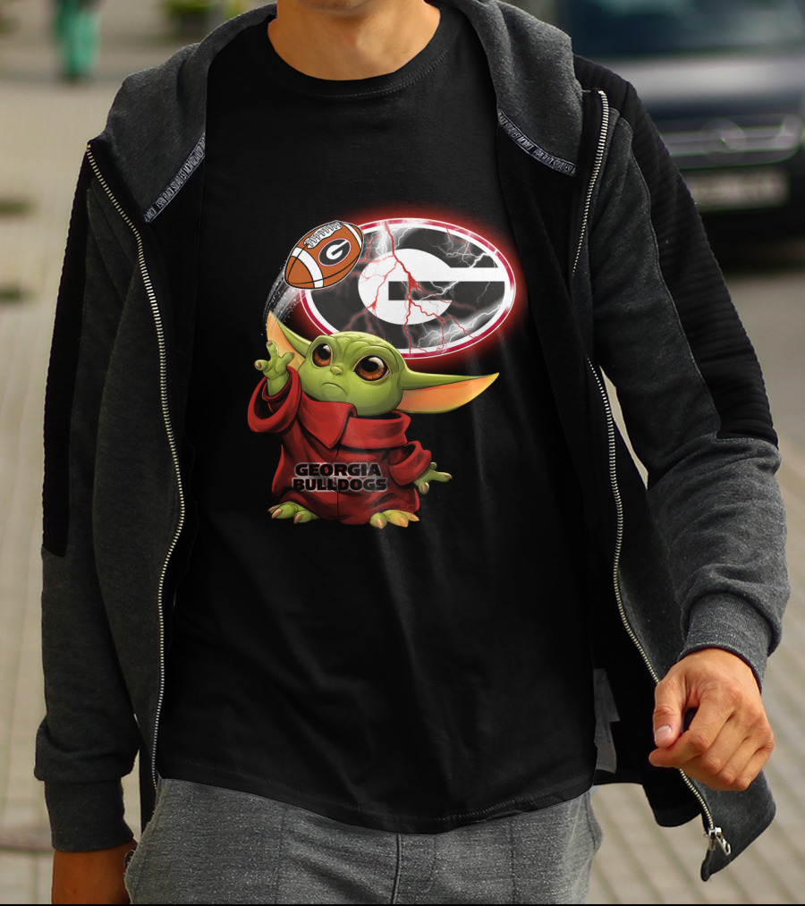 Georgia Bulldogs Football Baby Yoda Magic Force T-Shirt