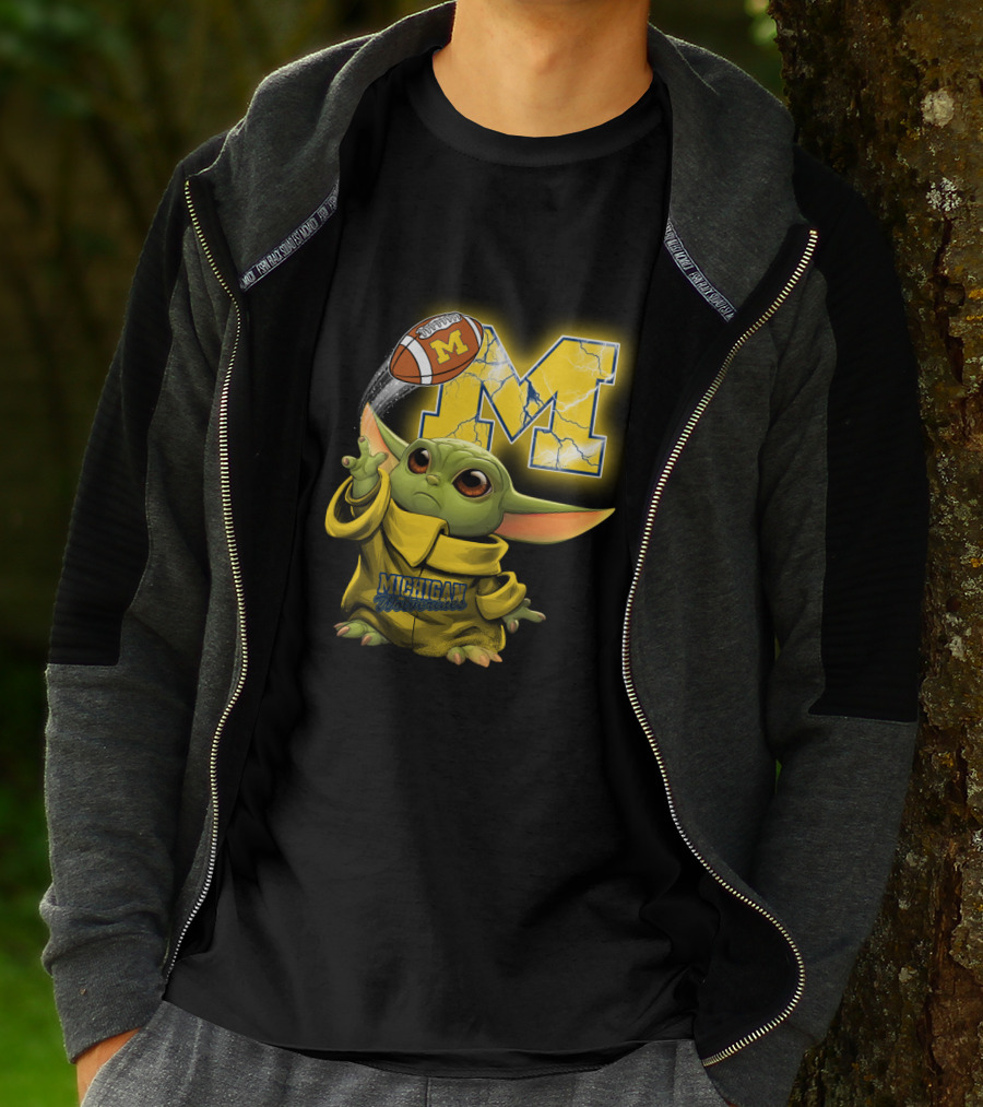 Michigan Wolverines Yoda Style Football Fan Craze T-Shirt