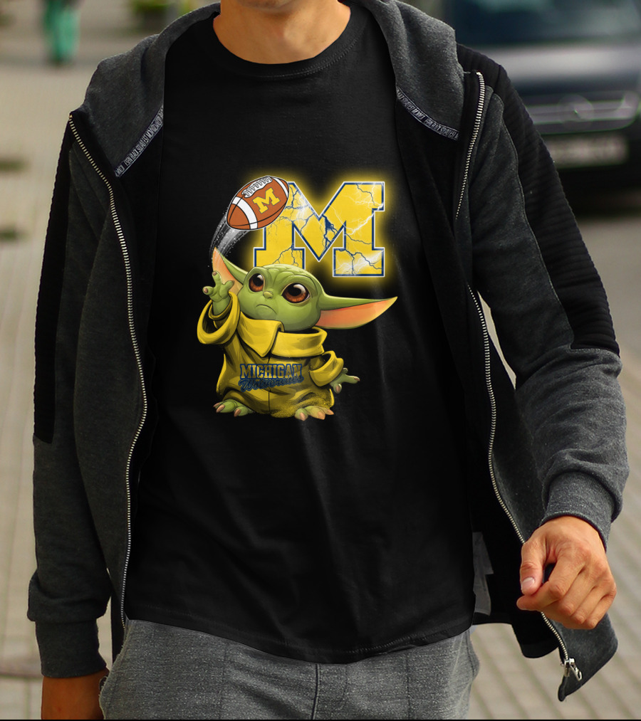Michigan Wolverines Yoda Style Football Fan Craze T-Shirt