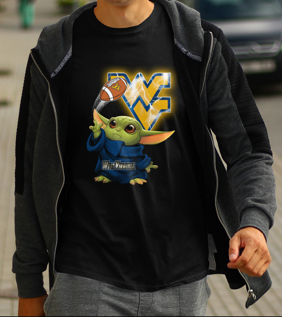 West Virginia Football Baby Alien With Wv Logo And Lightning T-Shirt