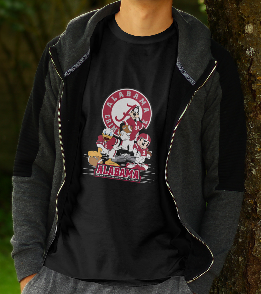 Alabama Crimson Tide Disney Characters Football Team Featuring Mickey Donald Goofy T-Shirt
