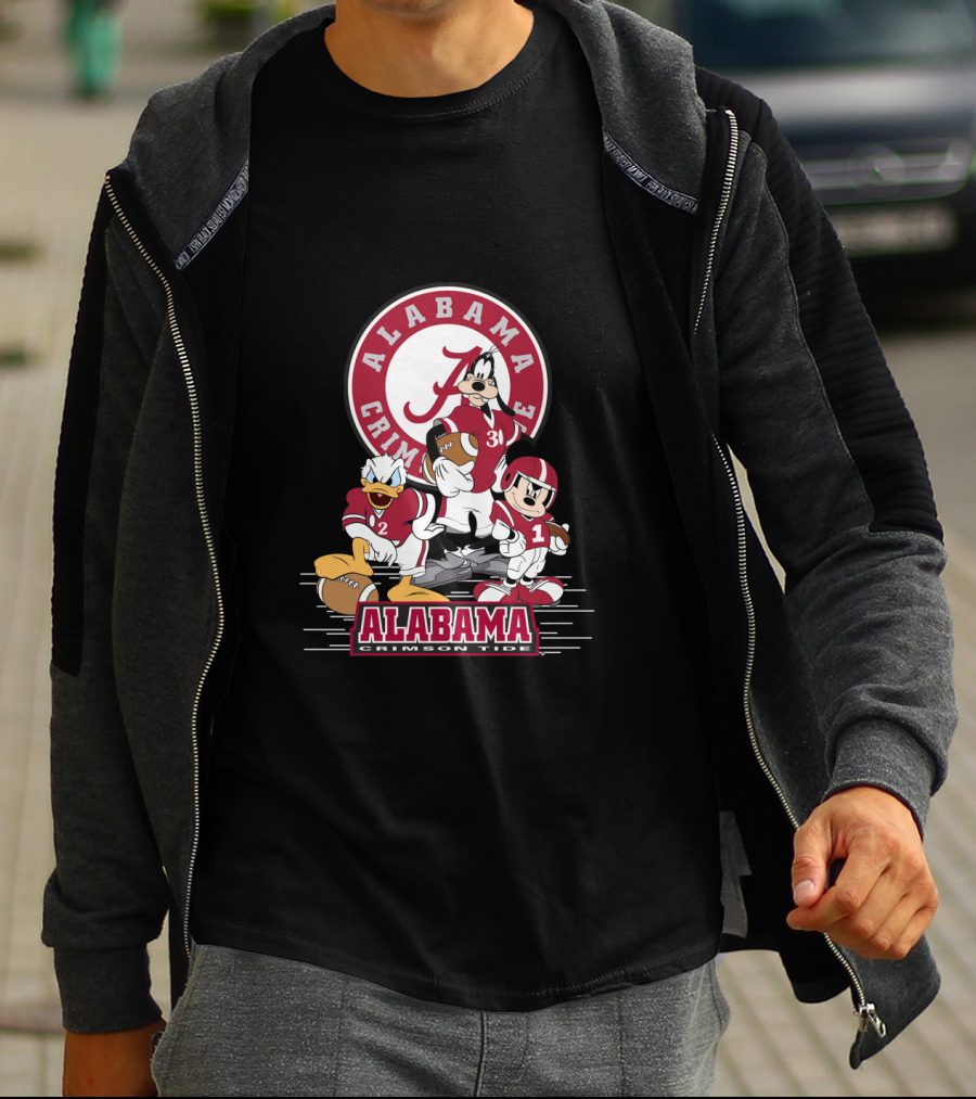 Alabama Crimson Tide Disney Characters Football Team Featuring Mickey Donald Goofy T-Shirt