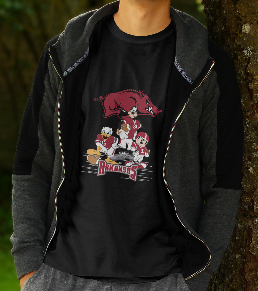 Arkansas Razorbacks Football Disney Characters T-Shirt