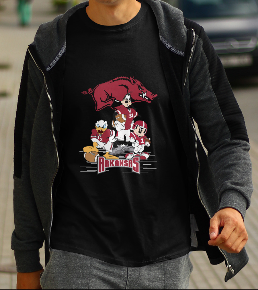 Arkansas Razorbacks Football Disney Characters T-Shirt