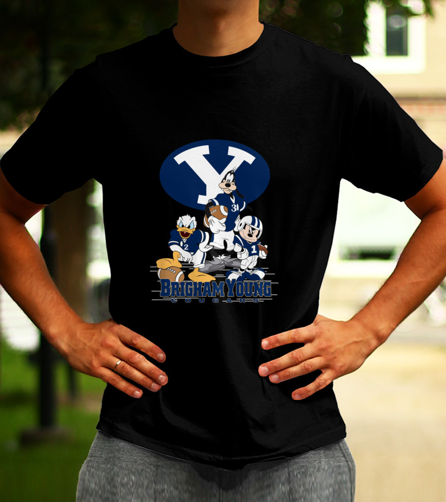 Brigham Young Cougars Mickey Donald Goofy Football Team T-Shirt