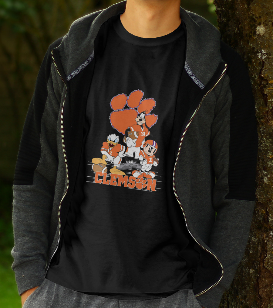 Clemson Disney Characters Football Team Mickey Donald Goofy Paws T-Shirt