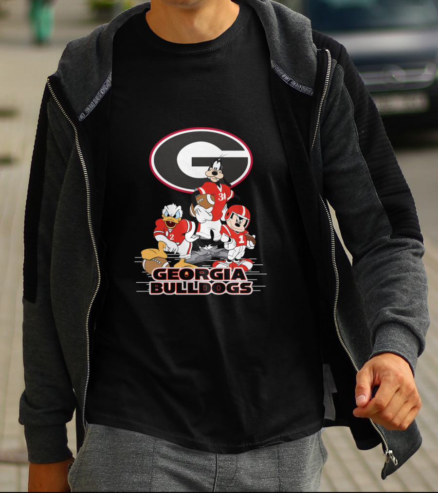 Georgia Bulldogs Disney Characters Football Collaboration T-Shirt