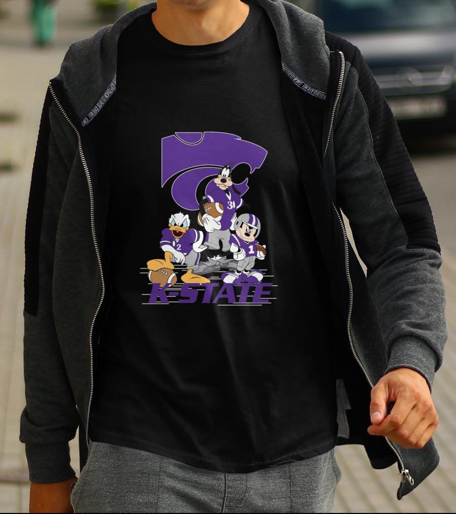 K-State Wildcats Football Characters With Ksu Powercat Logo Chtnca10009 T-Shirt