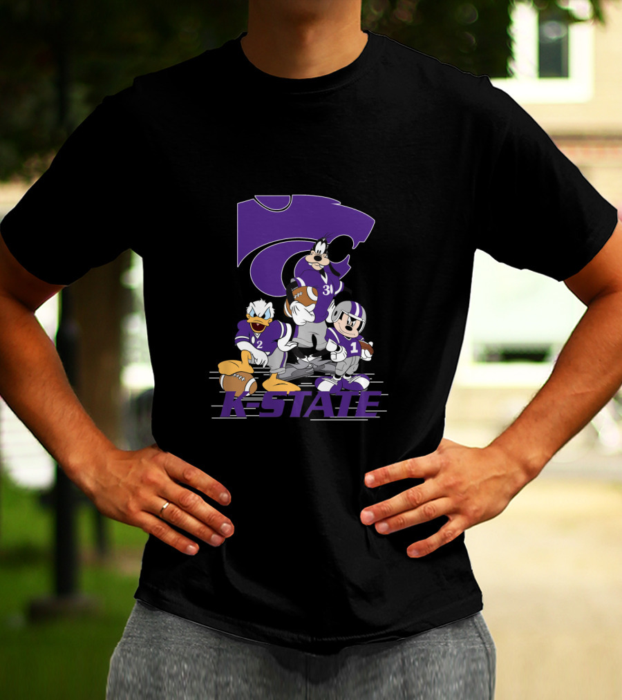 K-State Wildcats Football Characters With Ksu Powercat Logo Chtnca10009 T-Shirt