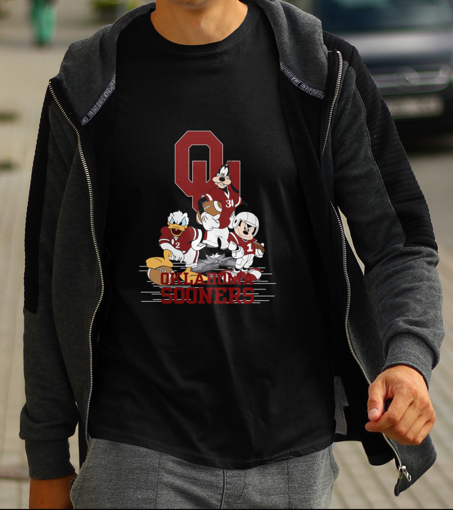 Oklahoma Sooners Disney Characters Football Team Collaboration Chtnca10012 T-Shirt
