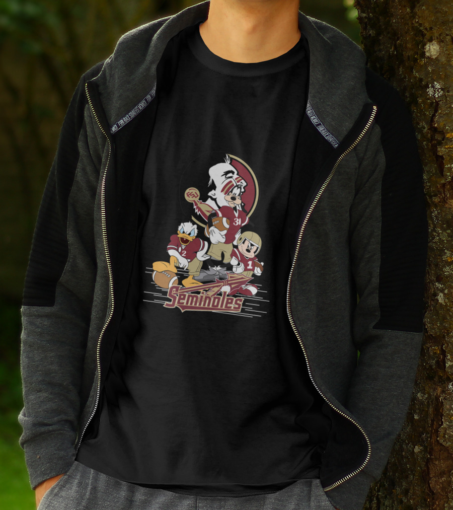 Seminoles Florida State Inspired Character Trio With Football Theme T-Shirt