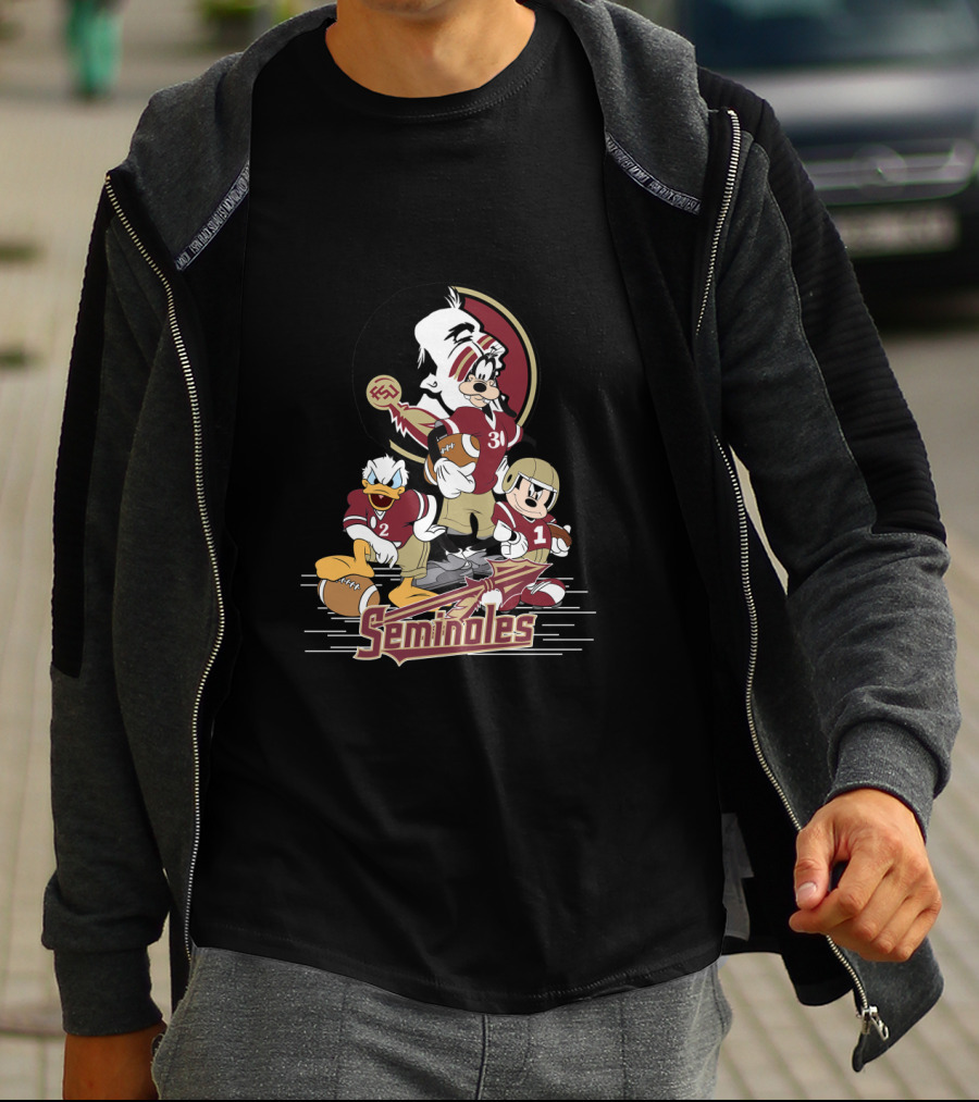 Seminoles Florida State Inspired Character Trio With Football Theme T-Shirt